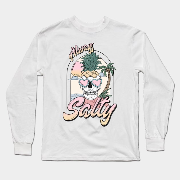 "Always Salty" Beach Skull Long Sleeve T-Shirt by FlawlessSeams